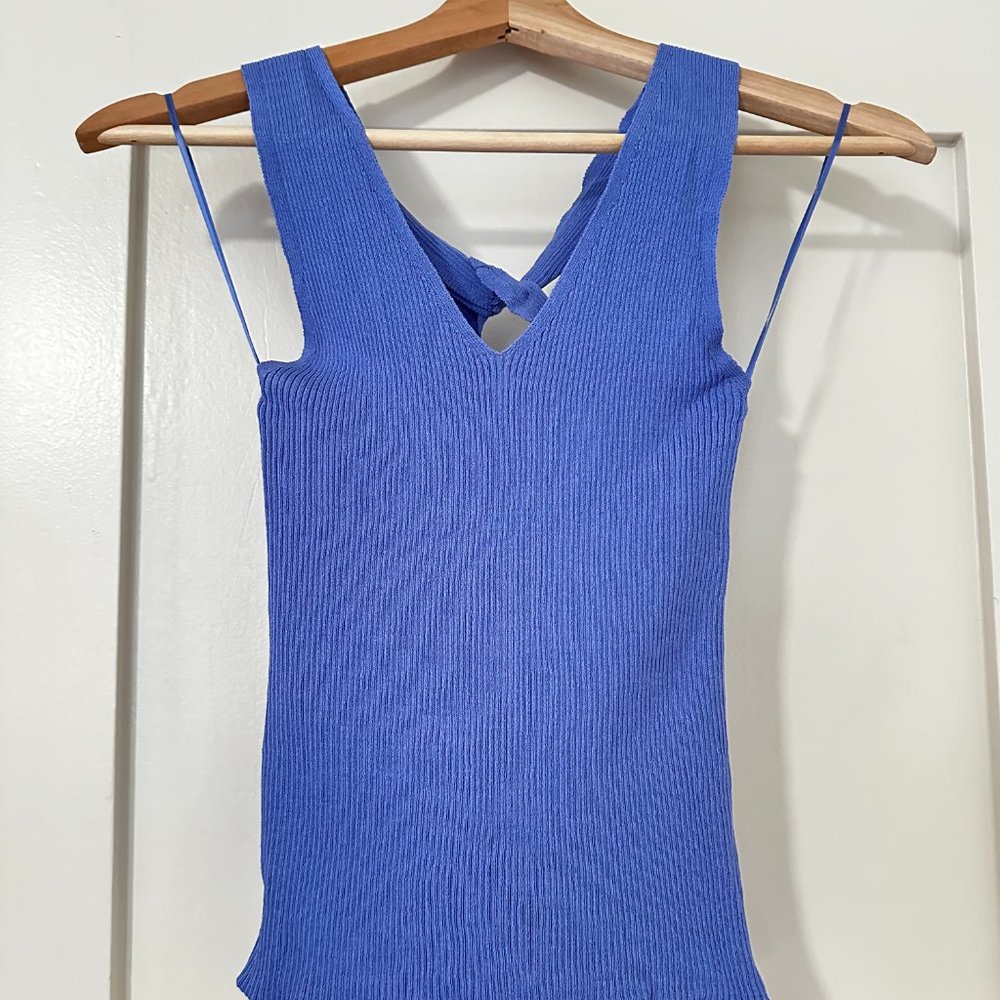 Mango Periwinkle Cross-back Knit Top